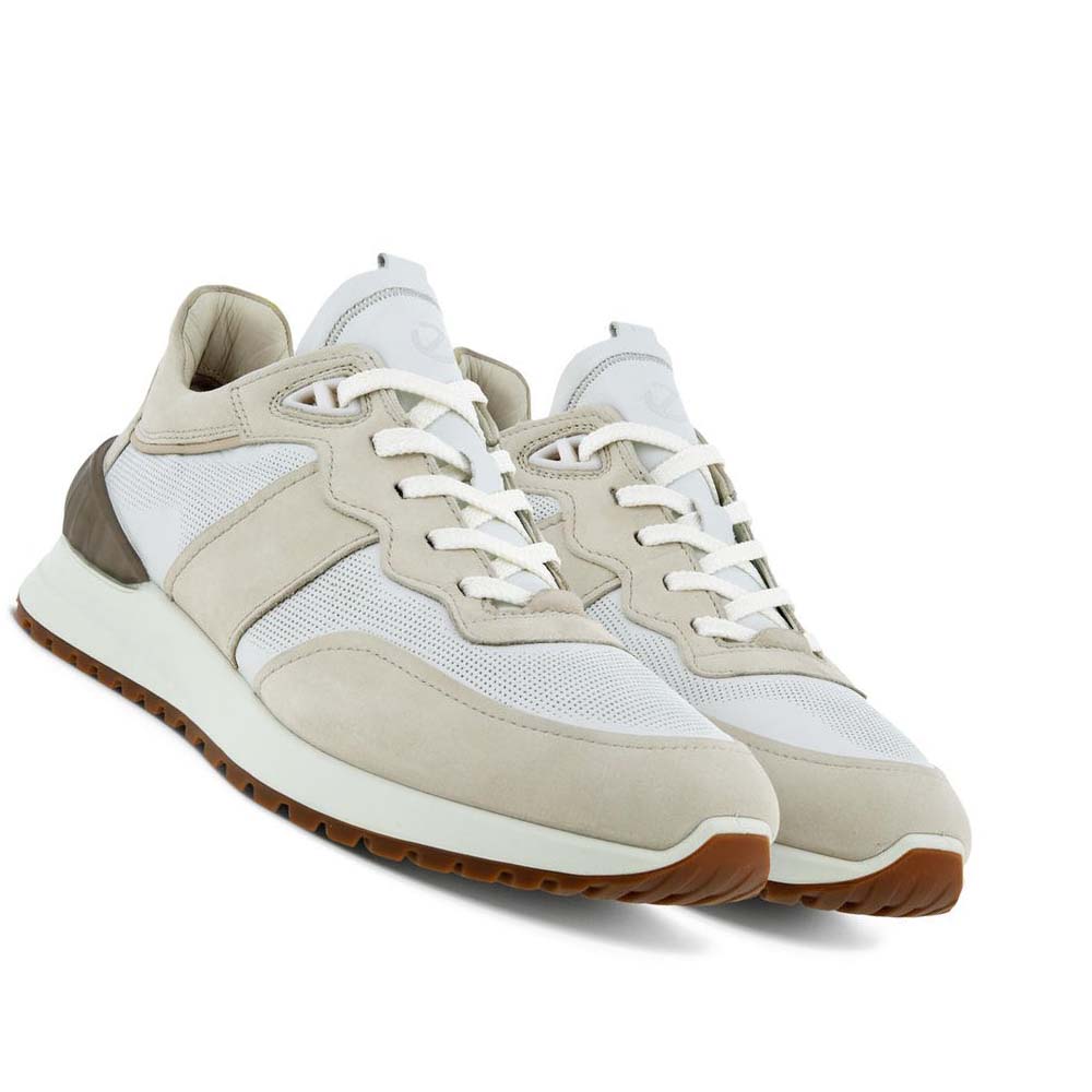 Men's Ecco Astir Retro Sneakers Beige / White | Canada 597FDN